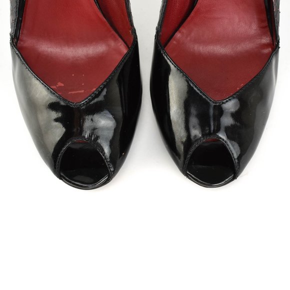 MIU MIU: Black, Leather & "Python" Crystal Heels - Picture 4 of 10